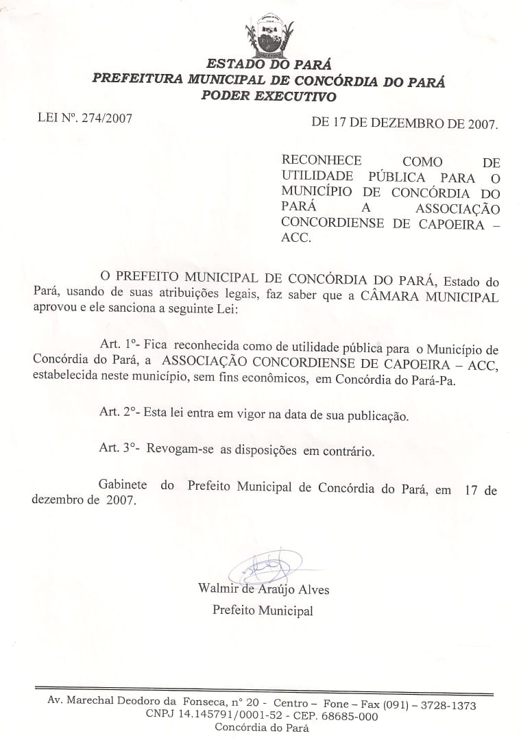 ASSOCIAÇÃO CONCORDIENSE DE CAPOEIRA ACC Mapa cultural do Pará